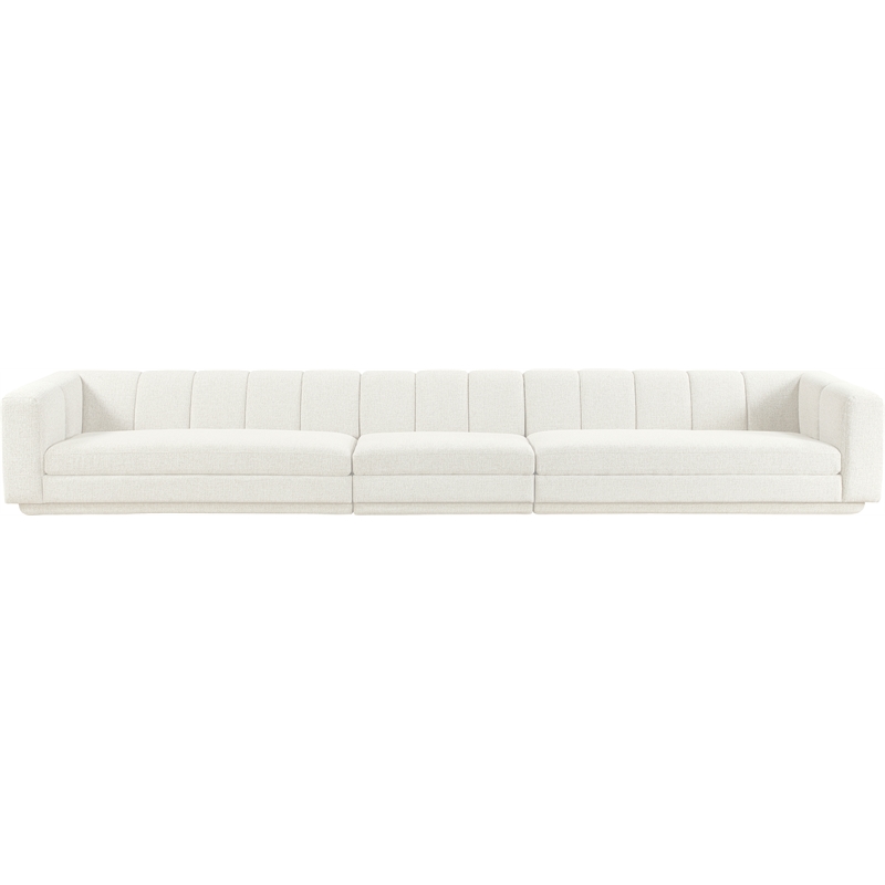 Bowery Hill Contemporary Cream Fabric Upholstered 3-Oiece Modular Sofa