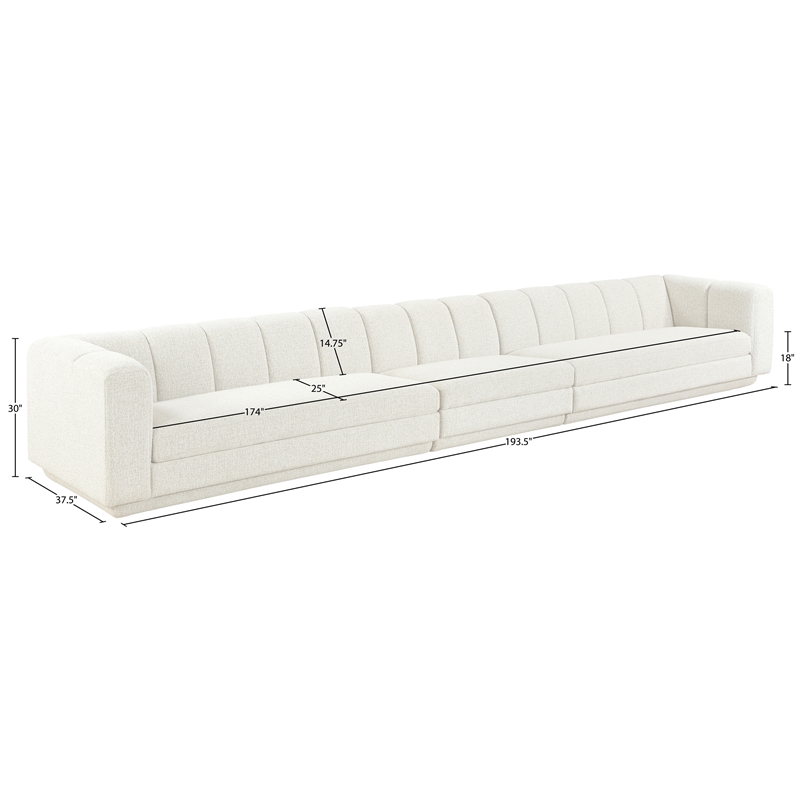 Bowery Hill Contemporary Cream Fabric Upholstered 3-Oiece Modular Sofa