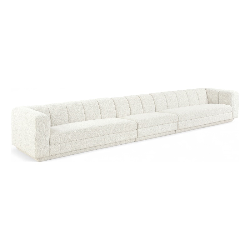 Bowery Hill Contemporary Cream Fabric Upholstered 3-Oiece Modular Sofa