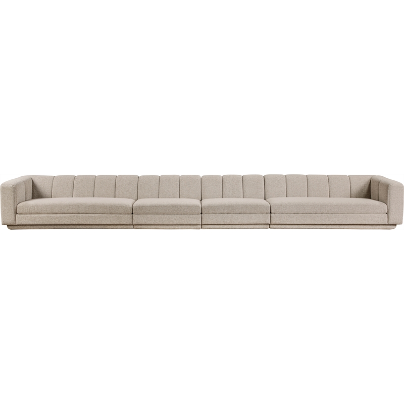 Bowery Hill Contemporary Beige Fabric Upholstered 4-Oiece Modular Sofa