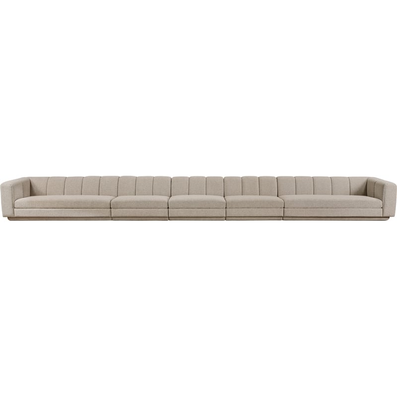Bowery Hill Contemporary Beige Fabric Upholstered 5-Oiece Modular Sofa