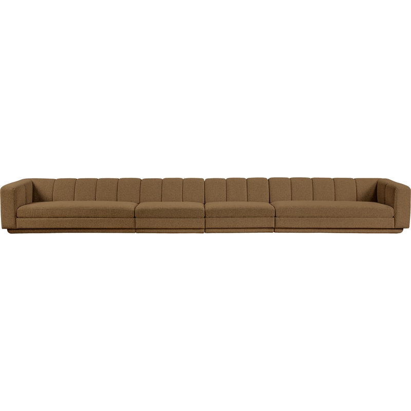 Bowery Hill Contemporary Brown Fabric Upholstered 4-Oiece Modular Sofa