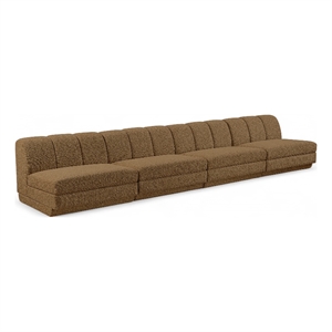 Bowery Hill Contemporary Brown Fabric Upholstered 4-Oiece Modular Sofa