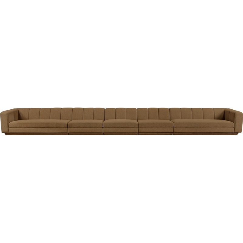 Bowery Hill Contemporary Brown Fabric Upholstered 5-Oiece Modular Sofa