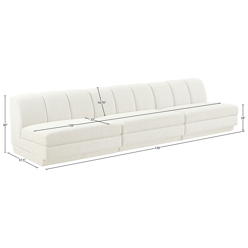 Bowery Hill Contemporary Cream Fabric Upholstered 3-Oiece Modular Sofa