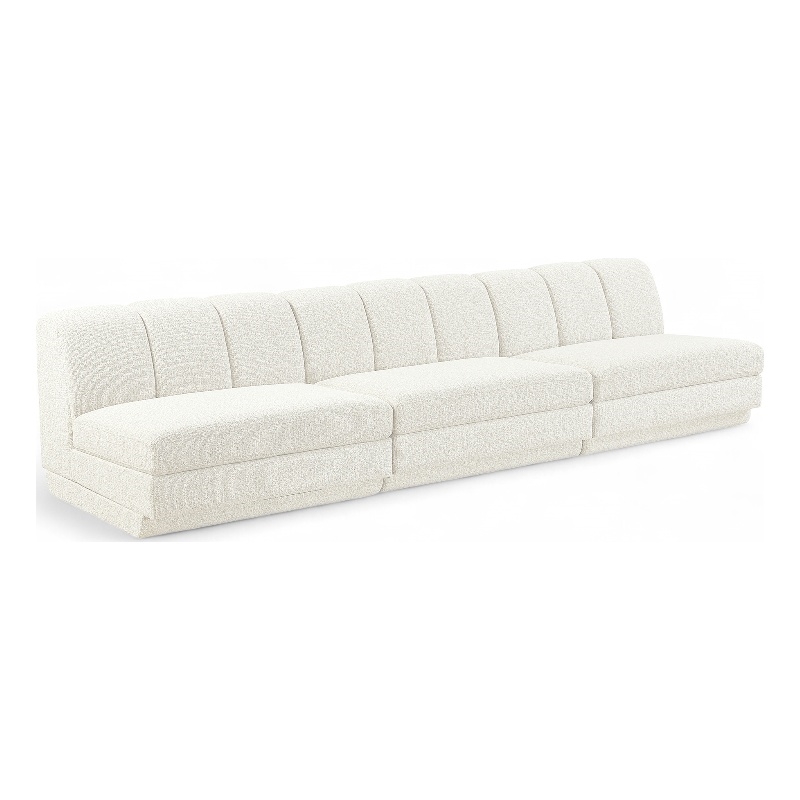 Bowery Hill Contemporary Cream Fabric Upholstered 3-Oiece Modular Sofa
