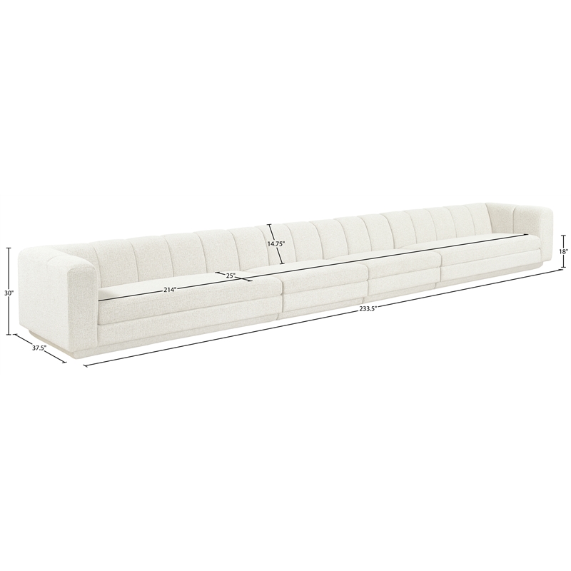 Bowery Hill Contemporary Cream Fabric Upholstered 4-Oiece Modular Sofa