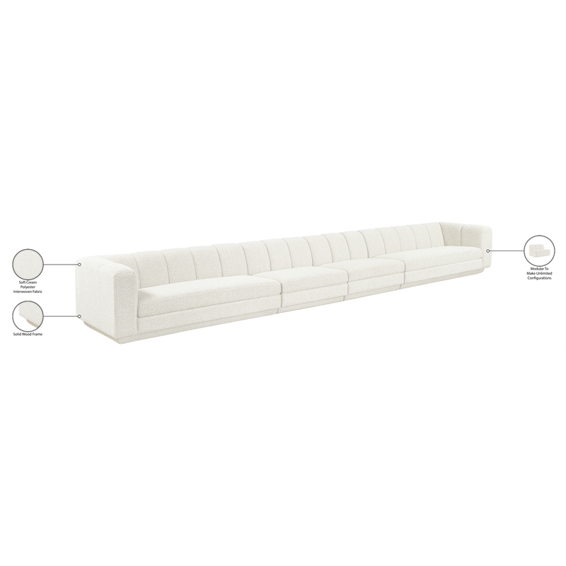 Bowery Hill Contemporary Cream Fabric Upholstered 4-Oiece Modular Sofa