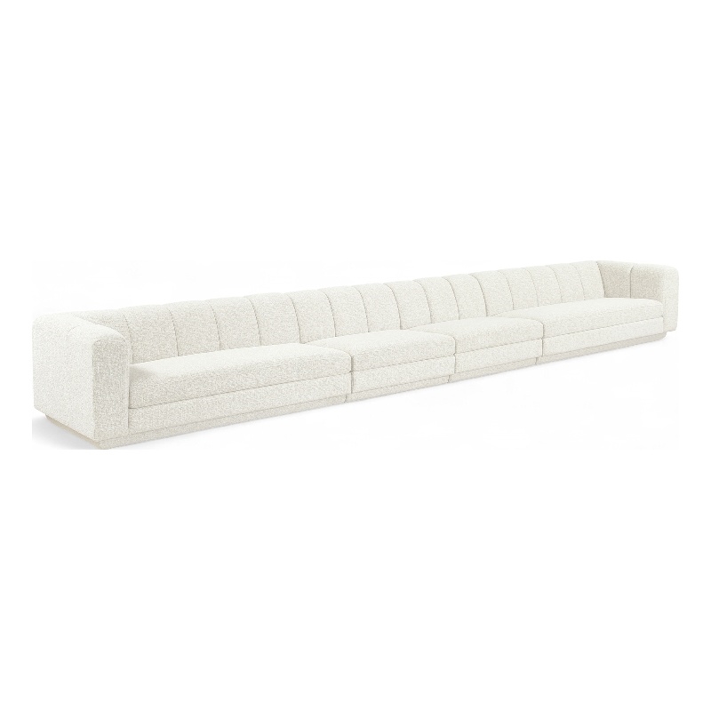 Bowery Hill Contemporary Cream Fabric Upholstered 4-Oiece Modular Sofa