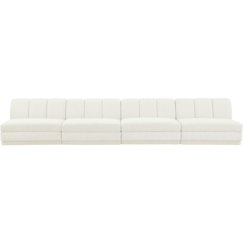 Bowery Hill Contemporary Cream Fabric Upholstered 4-Oiece Modular Sofa
