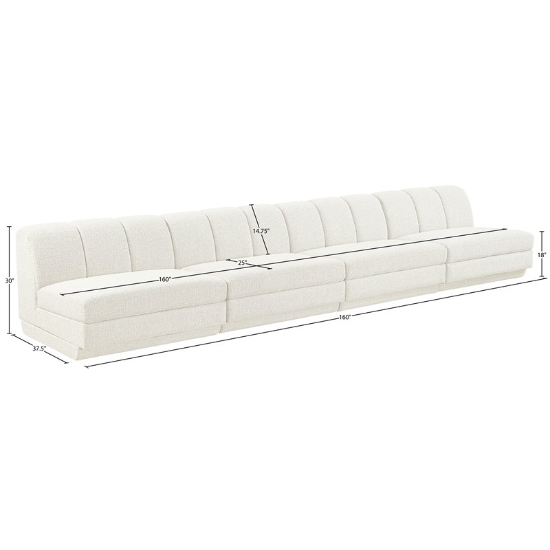 Bowery Hill Contemporary Cream Fabric Upholstered 4-Oiece Modular Sofa