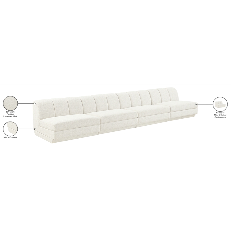 Bowery Hill Contemporary Cream Fabric Upholstered 4-Oiece Modular Sofa