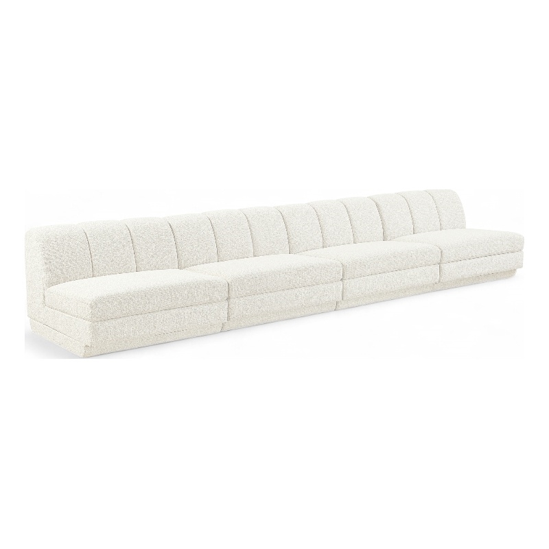 Bowery Hill Contemporary Cream Fabric Upholstered 4-Oiece Modular Sofa