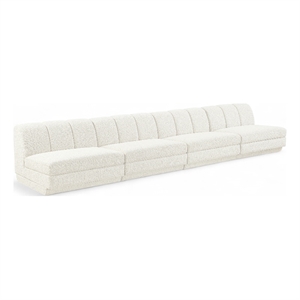 Bowery Hill Contemporary Cream Fabric Upholstered 4-Oiece Modular Sofa