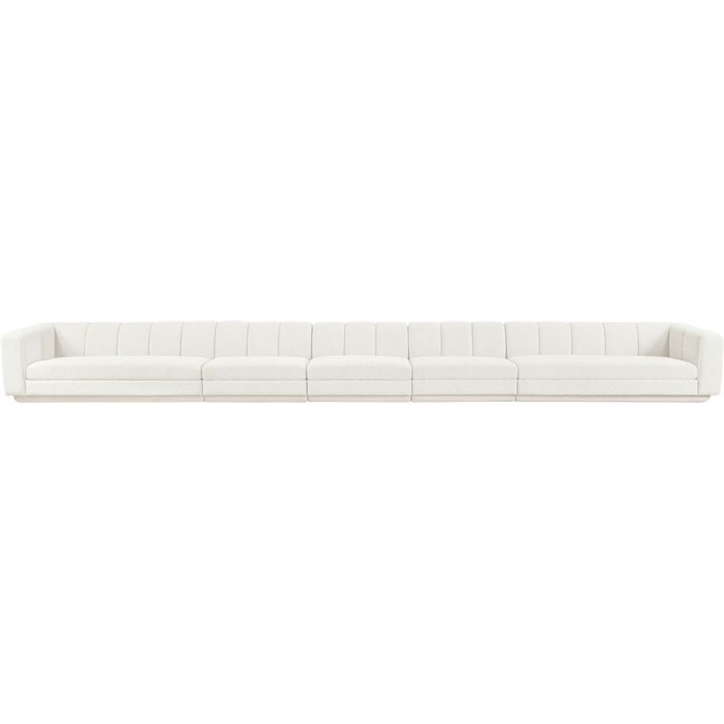 Bowery Hill Contemporary Cream Fabric Upholstered 5-Oiece Modular Sofa