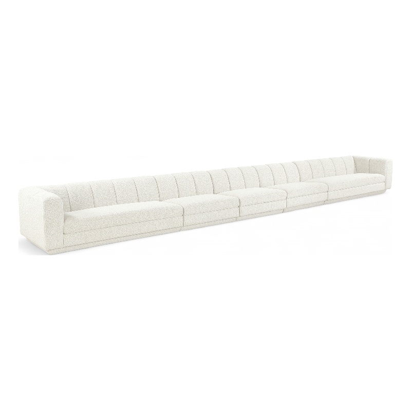Bowery Hill Contemporary Cream Fabric Upholstered 5-Oiece Modular Sofa