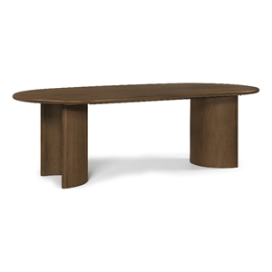 Bowery Hill Contemporary 94&quot Brown Oak Veneer And Solid Wood Dining Table