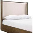 Bowery Hill Contemporary Brown / Cream Linen Textured Fabric King Bed