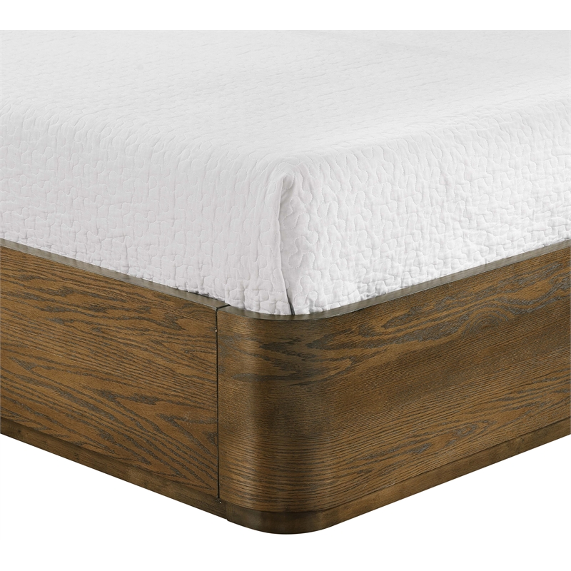 Bowery Hill Contemporary Brown / Cream Linen Textured Fabric King Bed