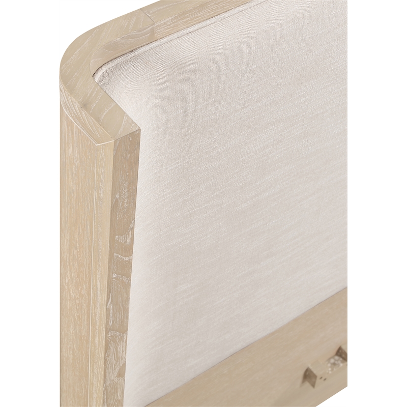 Bowery Hill Contemporary Natural / Cream Linen Textured Fabric King Bed