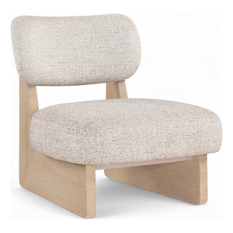 Bowery Hill Contemporary Beige Linen Textured Fabric Upholstered Accent Chair