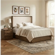 Bowery Hill Contemporary Brown / Cream Linen Textured Fabric Queen Bed