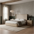 Bowery Hill Contemporary Natural / Cream Linen Textured Fabric Queen Bed