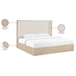 Bowery Hill Contemporary Natural / Cream Linen Textured Fabric Queen Bed