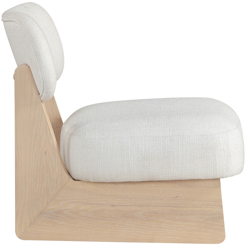 Bowery Hill Contemporary Cream Linen Textured Fabric Upholstered Accent Chair