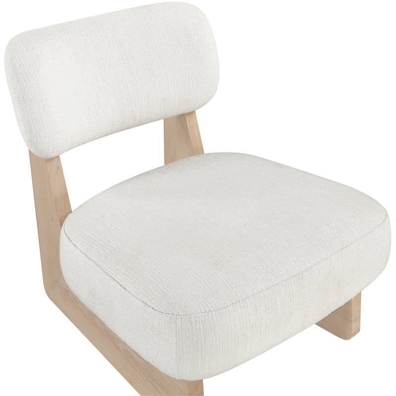 Bowery Hill Contemporary Cream Linen Textured Fabric Upholstered Accent Chair