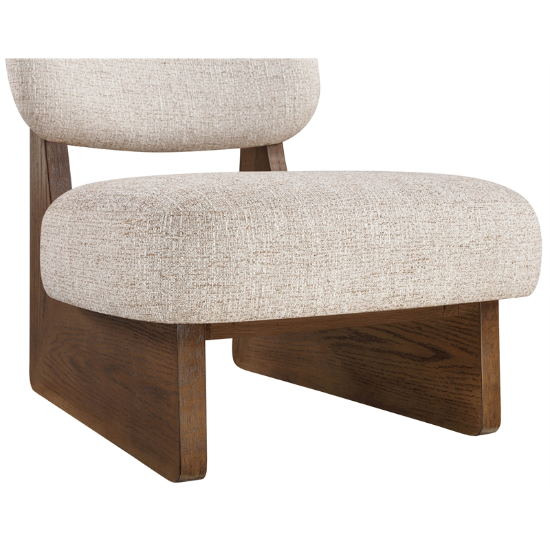 Bowery Hill Contemporary Beige Linen Textured Fabric Upholstered Accent Chair