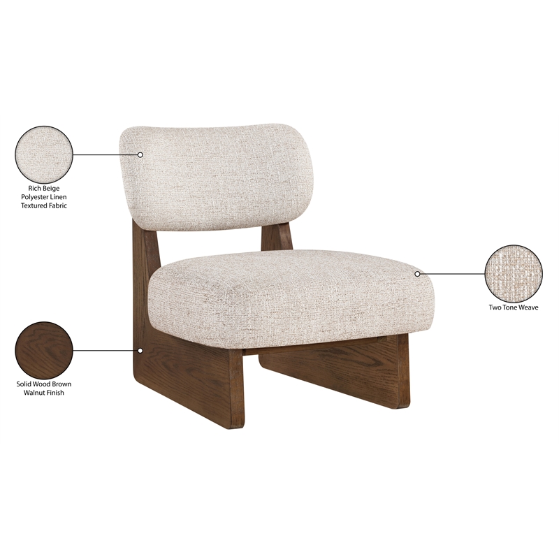 Bowery Hill Contemporary Beige Linen Textured Fabric Upholstered Accent Chair