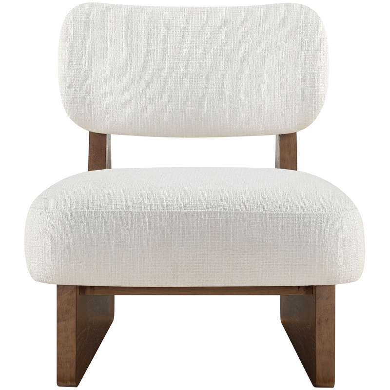 Bowery Hill Contemporary Cream Linen Textured Fabric Upholstered Accent Chair