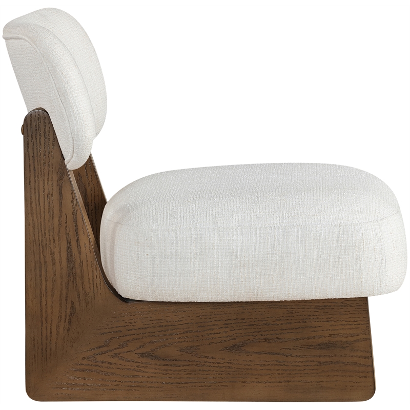 Bowery Hill Contemporary Cream Linen Textured Fabric Upholstered Accent Chair