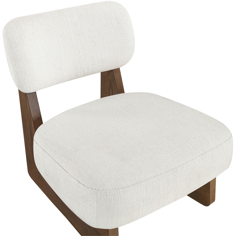 Bowery Hill Contemporary Cream Linen Textured Fabric Upholstered Accent Chair