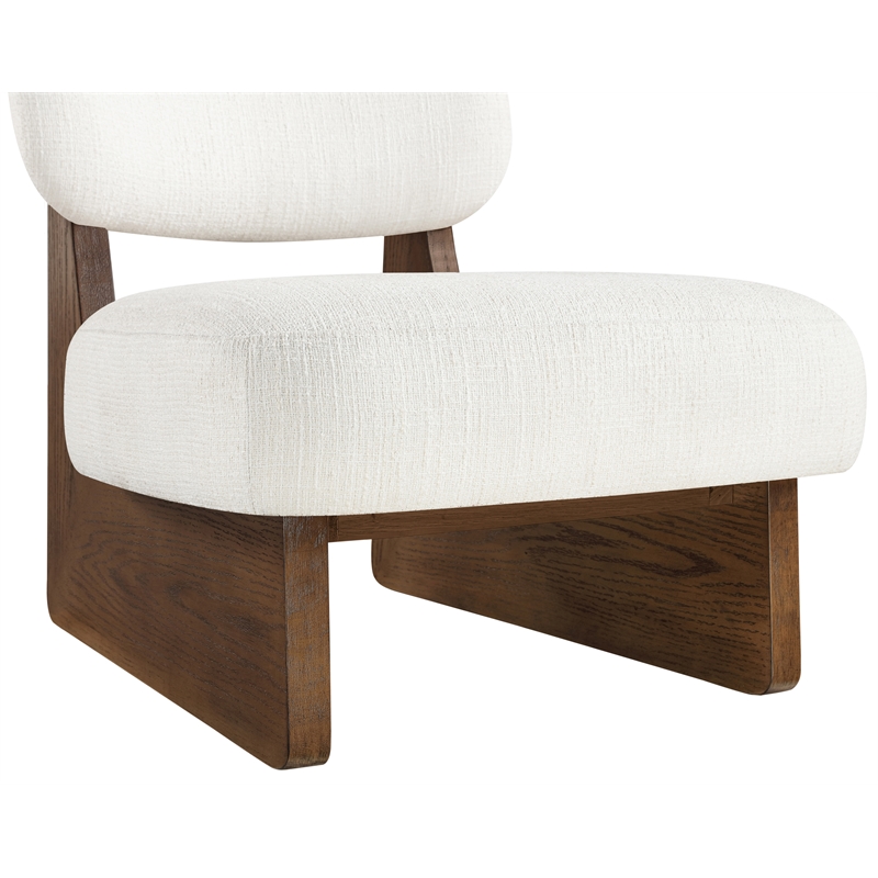 Bowery Hill Contemporary Cream Linen Textured Fabric Upholstered Accent Chair