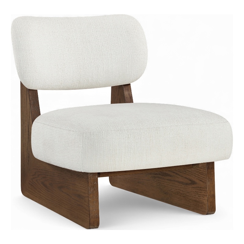 Bowery Hill Contemporary Cream Linen Textured Fabric Upholstered Accent Chair