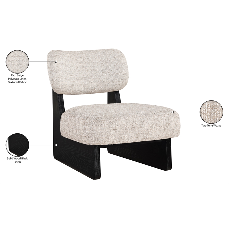 Bowery Hill Contemporary Beige Linen Textured Fabric Upholstered Accent Chair