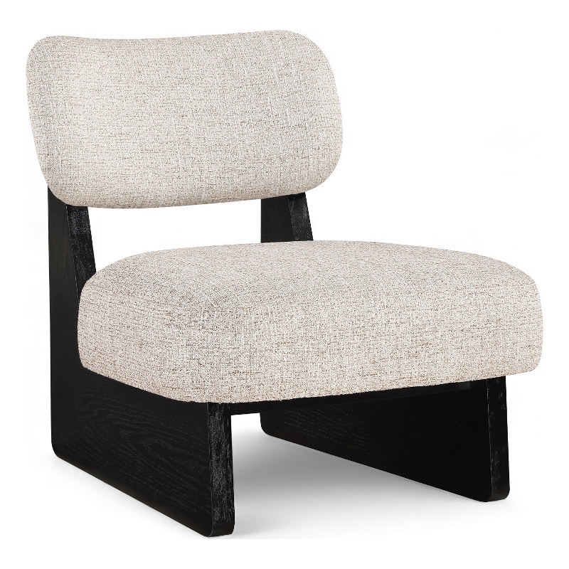 Bowery Hill Contemporary Beige Linen Textured Fabric Upholstered Accent Chair