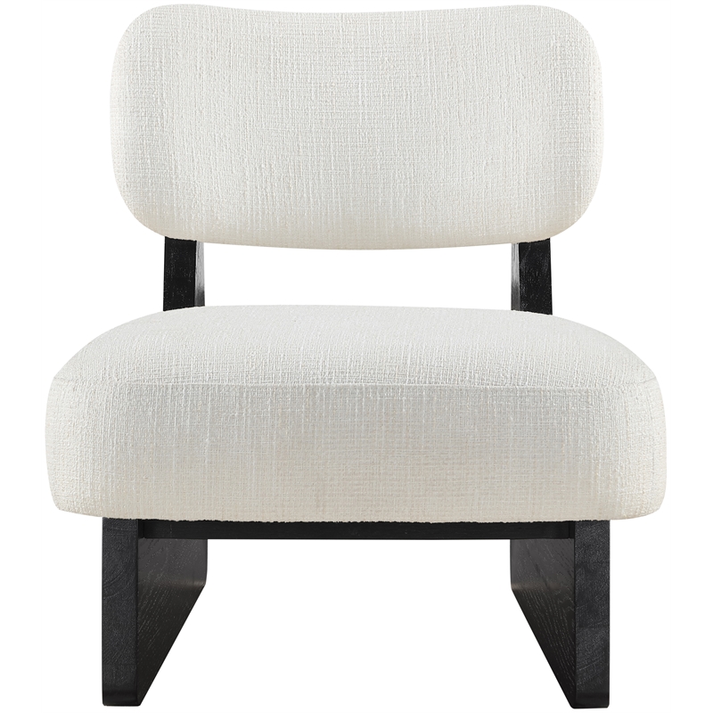 Bowery Hill Contemporary Cream Linen Textured Fabric Upholstered Accent Chair