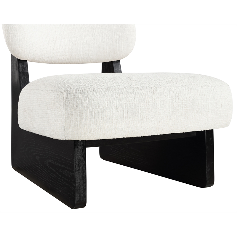 Bowery Hill Contemporary Cream Linen Textured Fabric Upholstered Accent Chair