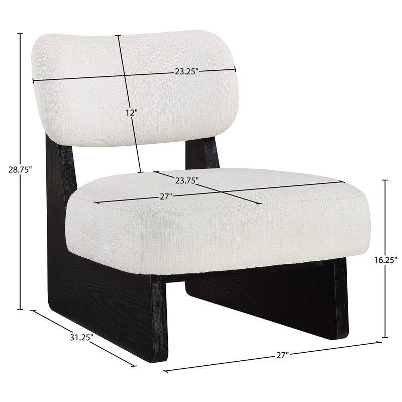 Bowery Hill Contemporary Cream Linen Textured Fabric Upholstered Accent Chair