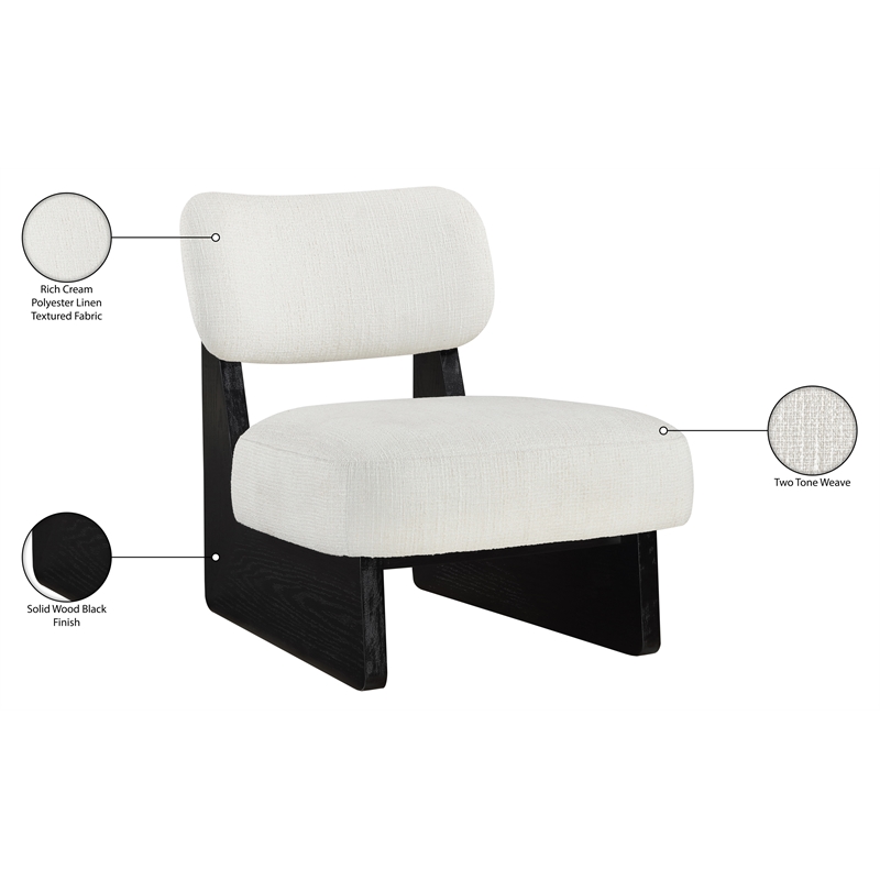 Bowery Hill Contemporary Cream Linen Textured Fabric Upholstered Accent Chair