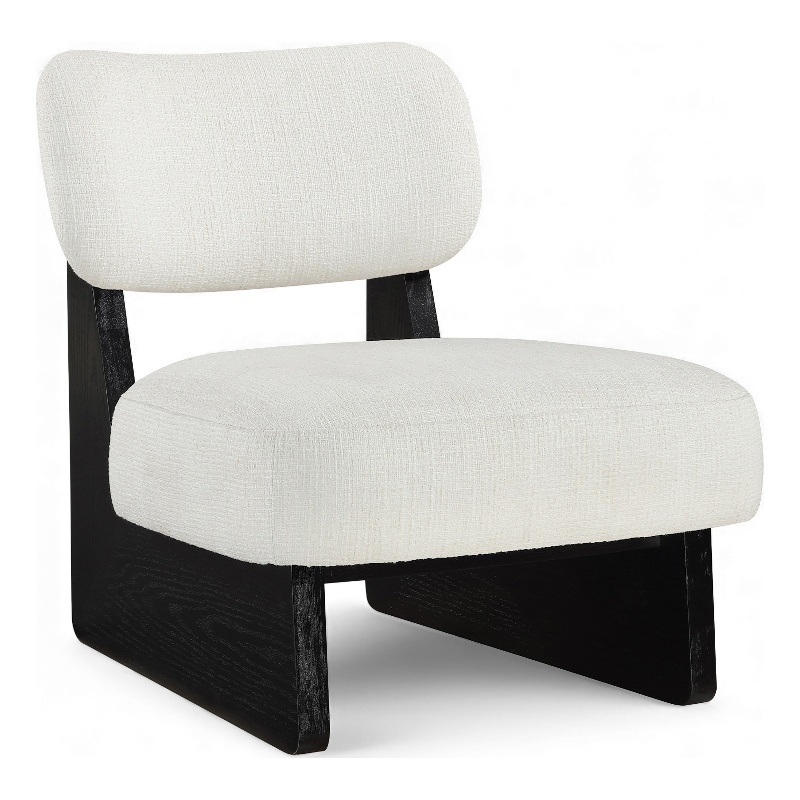 Bowery Hill Contemporary Cream Linen Textured Fabric Upholstered Accent Chair