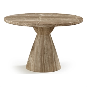 Bowery Hill Contemporary 43.5&quot Beige Concrete Indoor/Outdoor Dining Table