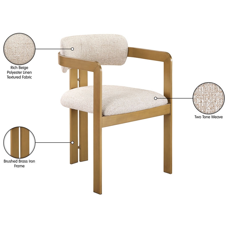 Bowery Hill Contemporary Beige Linen Textured Fabric Dining Chair (Set of 2)