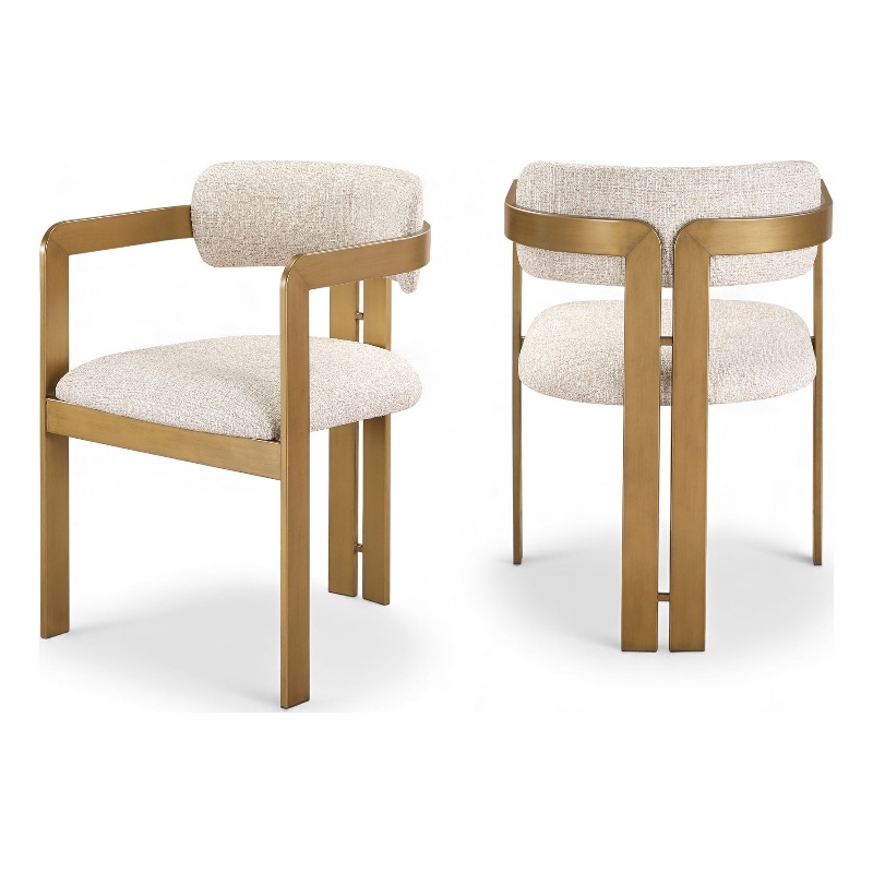 Bowery Hill Contemporary Beige Linen Textured Fabric Dining Chair (Set of 2)