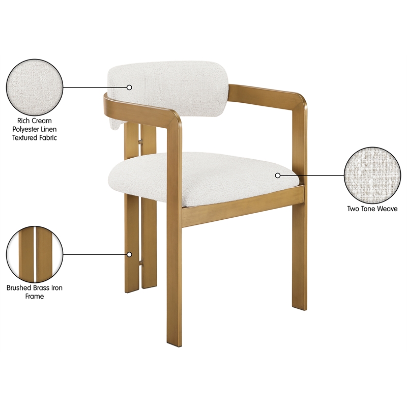 Bowery Hill Contemporary Cream Linen Textured Fabric Dining Chair (Set of 2)