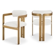 Bowery Hill Contemporary Cream Linen Textured Fabric Dining Chair (Set of 2)