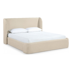 Bowery Hill Contemporary Beige Vegan Leather Upholstered Full Bed
